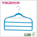 Flocking space saving trousers hanger with 3 tiers of trousers bar